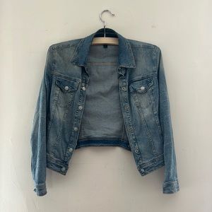 Benetton faded denim jacket with stretch medium size slight damage Not visible